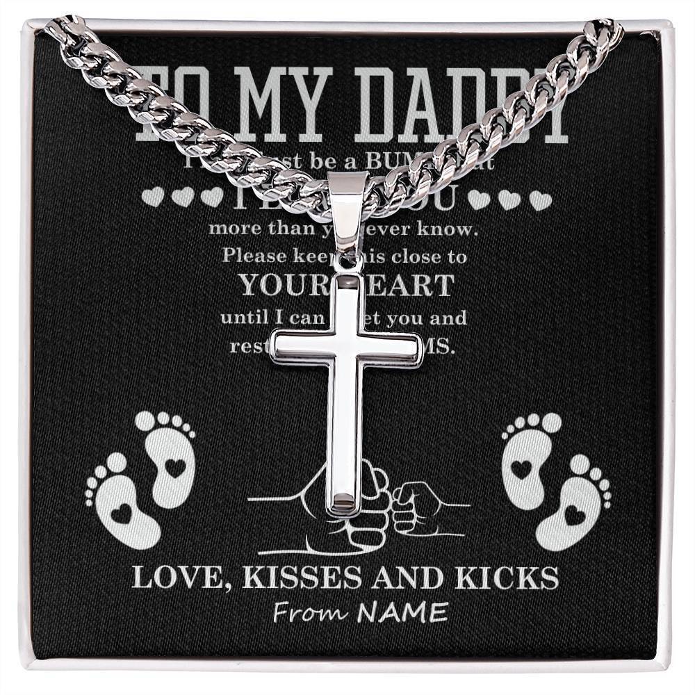 Dad in Your Arms Artisan Cross Cuban Chain Two-Tone Box